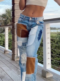Patchwork Zipper Color Block Pants -- YKIIY  CLOTHING