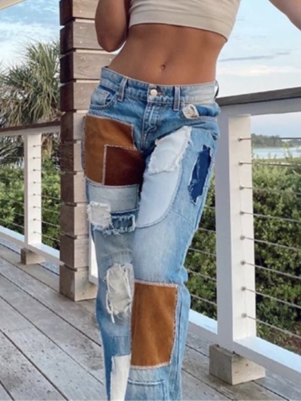 Patchwork Zipper Color Block Pants -- YKIIY  CLOTHING