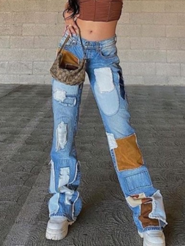 Patchwork Zipper Color Block Pants -- YKIIY  CLOTHING