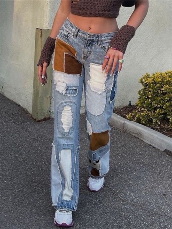Patchwork Zipper Color Block Pants -- YKIIY  CLOTHING