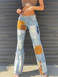 Patchwork Zipper Color Block Pants -- YKIIY  CLOTHING