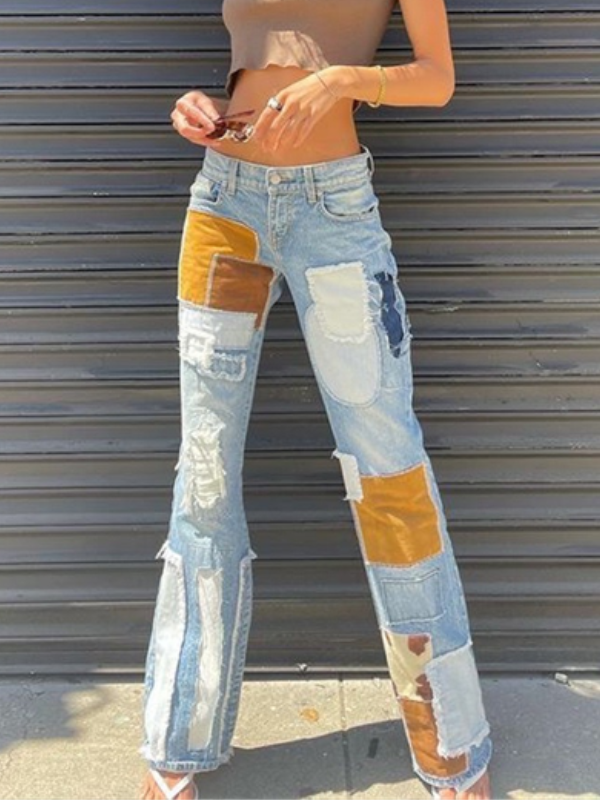 Patchwork Zipper Color Block Pants -- YKIIY  CLOTHING