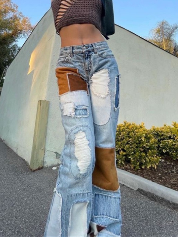 Patchwork Zipper Color Block Pants -- YKIIY  CLOTHING