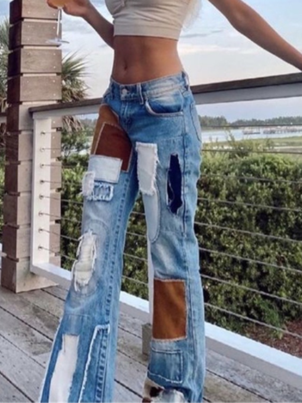 Patchwork Zipper Color Block Pants -- YKIIY  CLOTHING