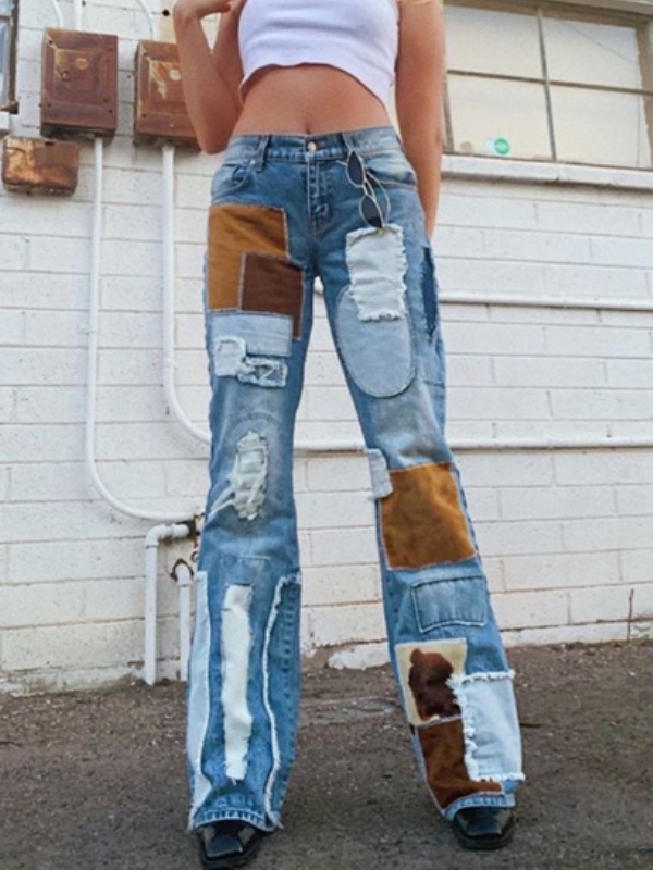 Patchwork Zipper Color Block Pants -- YKIIY  CLOTHING