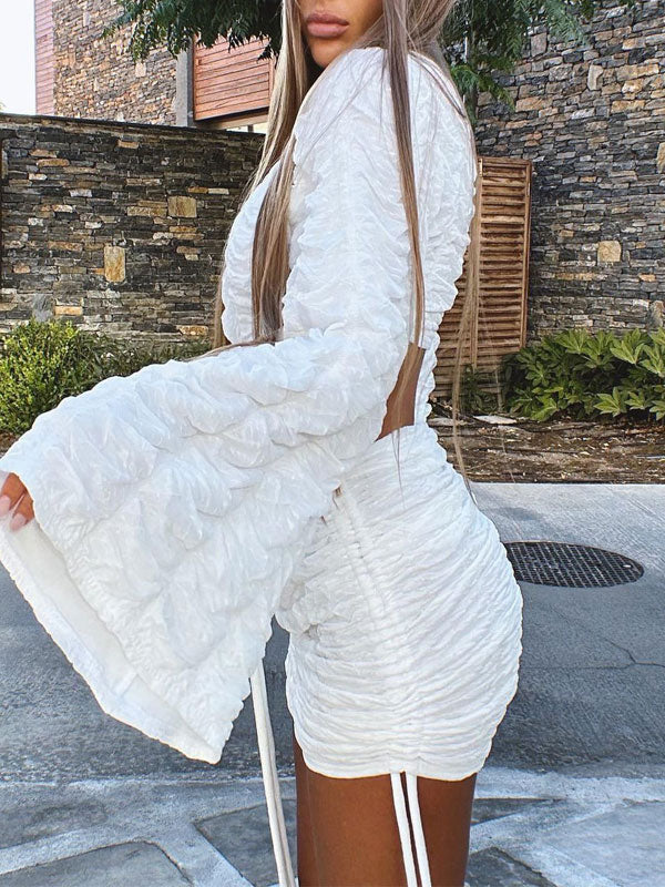 Plain Cutout Backless Mini Dress -- YKIIY  CLOTHING