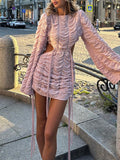 Plain Cutout Backless Mini Dress -- YKIIY  CLOTHING
