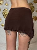 Plain Drawstring Asymmetric Hem Skirt -- YKIIY  CLOTHING
