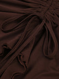 Plain Drawstring Asymmetric Hem Skirt -- YKIIY  CLOTHING