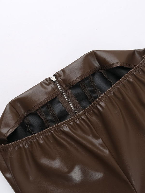 Plain Strapless Zipper Mini Dress -- YKIIY  CLOTHING