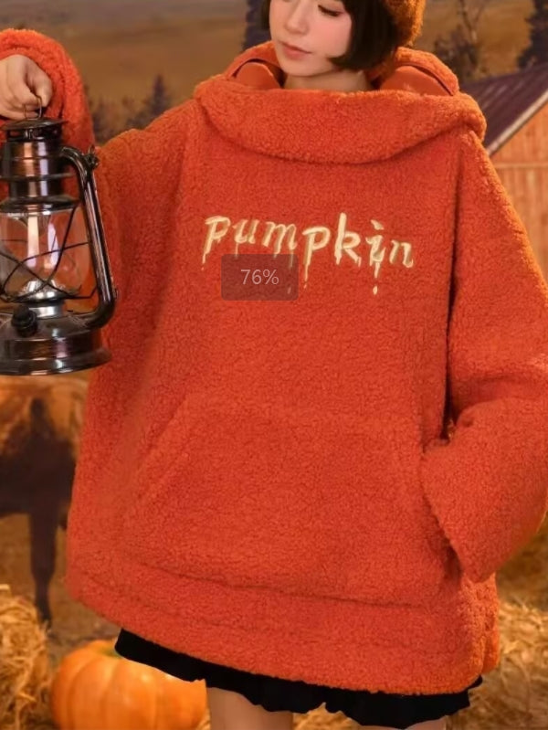 Pumpkin Fleece Funny Long Sleeve Sweatshirt -- YKIIY  CLOTHING