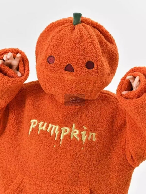 Pumpkin Fleece Funny Long Sleeve Sweatshirt -- YKIIY  CLOTHING