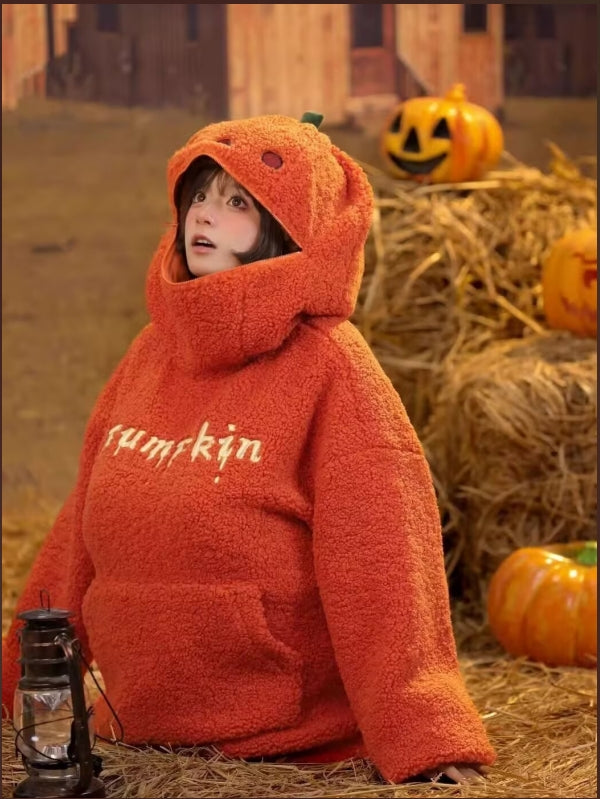 Pumpkin Fleece Funny Long Sleeve Sweatshirt -- YKIIY  CLOTHING
