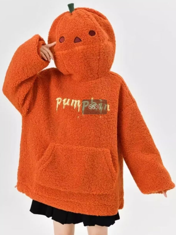 Pumpkin Fleece Funny Long Sleeve Sweatshirt -- YKIIY  CLOTHING