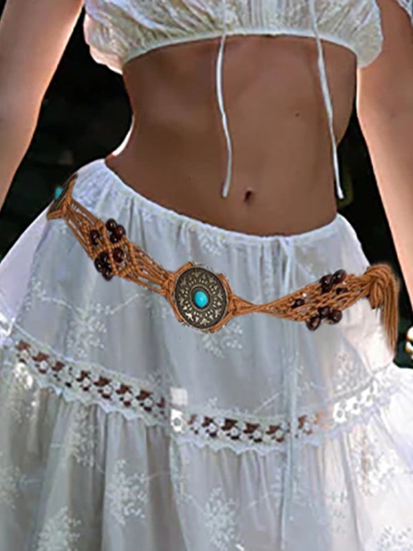 Retro Braided Ring Contrast Belt -- YKIIY  CLOTHING