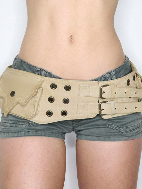 Retro Metal Eyelet Buckle Belt -- YKIIY  CLOTHING