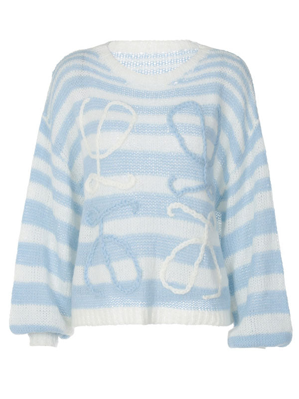 Round Neck Embossed Design Sweaters -- YKIIY  CLOTHING