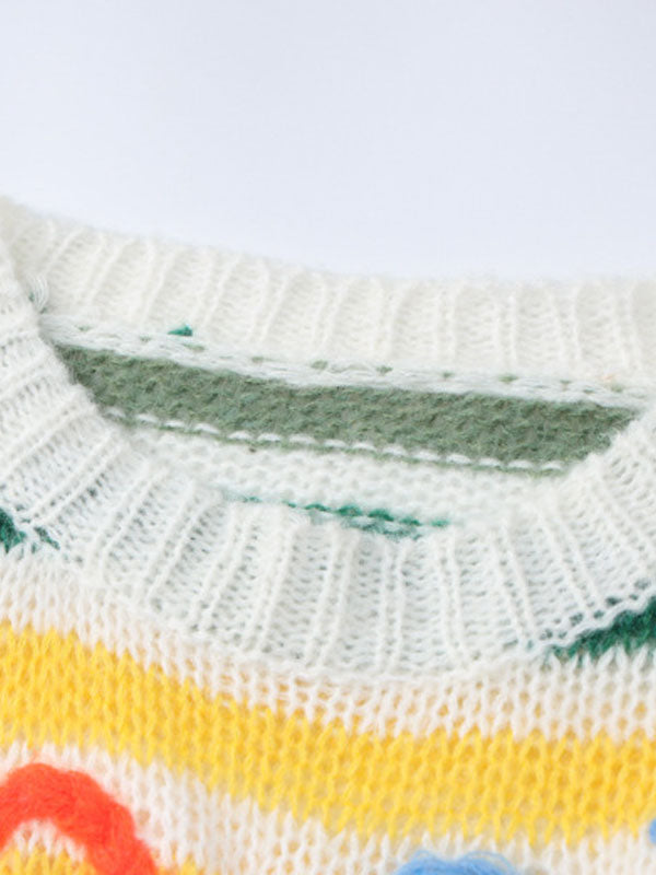 Round Neck Embossed Design Sweaters -- YKIIY  CLOTHING