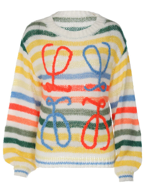 Round Neck Embossed Design Sweaters -- YKIIY  CLOTHING