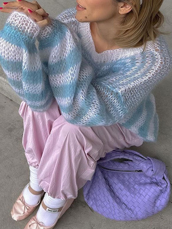 Round Neck Embossed Design Sweaters -- YKIIY  CLOTHING