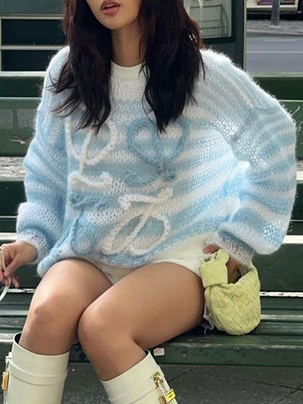 Round Neck Embossed Design Sweaters -- YKIIY  CLOTHING