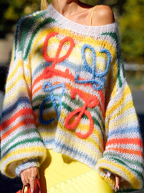 Round Neck Embossed Design Sweaters -- YKIIY  CLOTHING