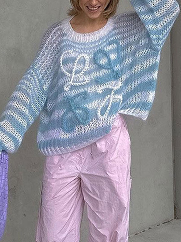 Round Neck Embossed Design Sweaters -- YKIIY  CLOTHING