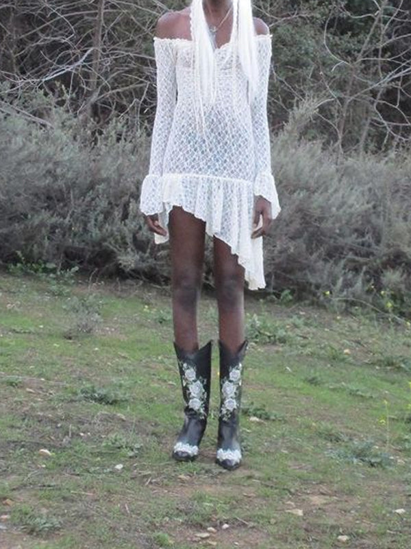 See Though Asymmetric Hem Mini Dress -- YKIIY  CLOTHING