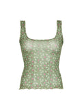 See Through Square Neck Ditsy Floral Camis -- YKIIY  CLOTHING