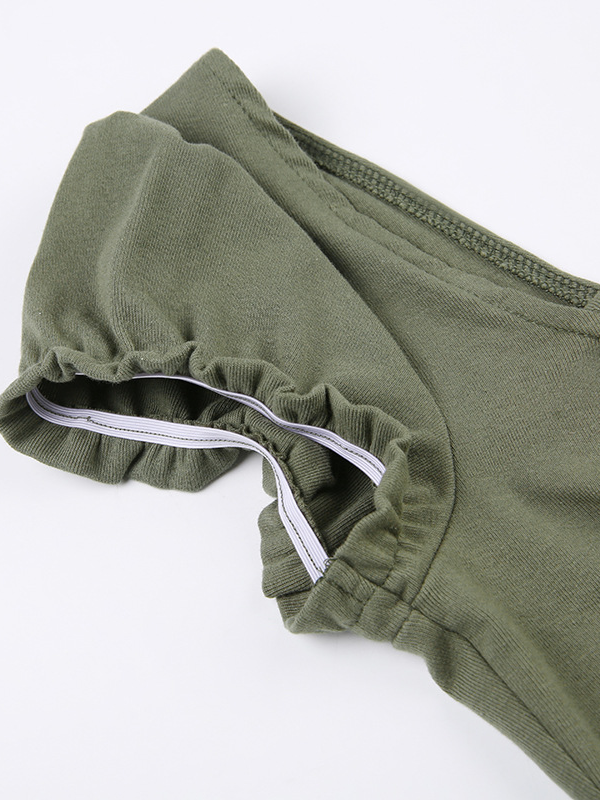 Square Neck Tie Retro Sleeve Top -- YKIIY  CLOTHING