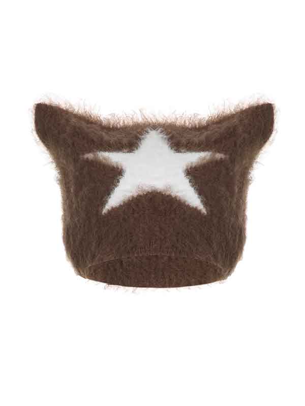 Star Color Block Cute Knitted Hat -- YKIIY  CLOTHING