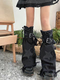 Star Embroidered Lace-up Bandage Denim Retro Leg Warmer -- YKIIY  CLOTHING