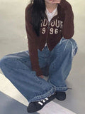 Star Patch Distressed Blue Boyfriend Jeans -- YKIIY  CLOTHING