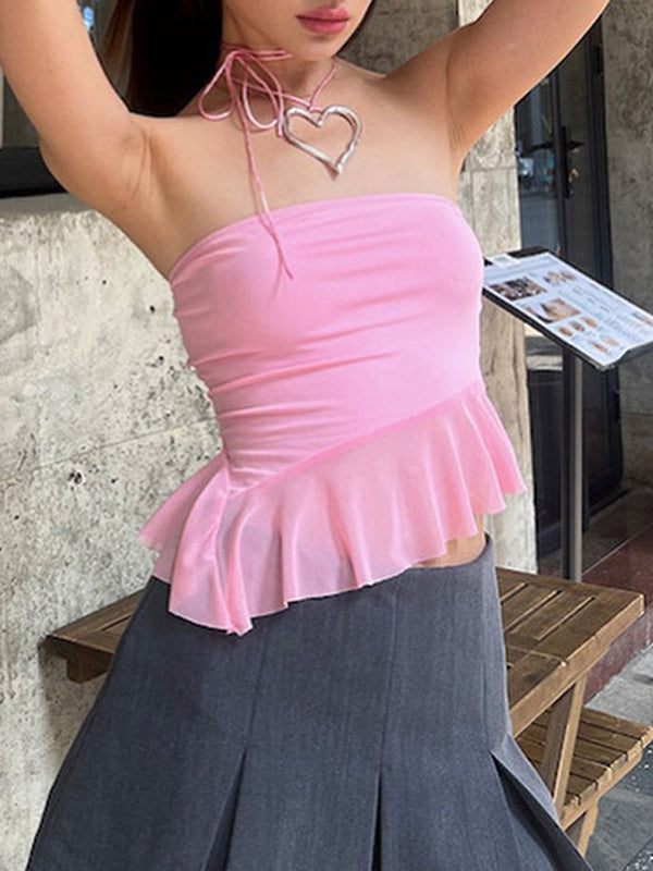 Strapless Asymmetric Hem Tube Top -- YKIIY  CLOTHING