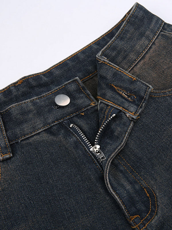 Street Fashion Loose Fit Distressed Washed Jeans -- YKIIY  CLOTHING