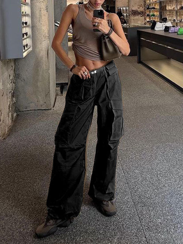 Street Fashion Plain Baggy Cargo Pants -- YKIIY  CLOTHING