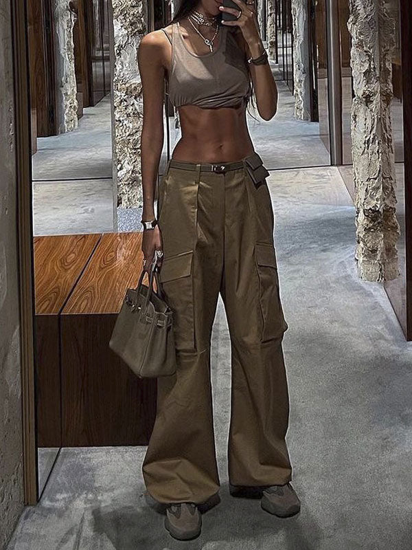 Street Fashion Plain Baggy Cargo Pants -- YKIIY  CLOTHING
