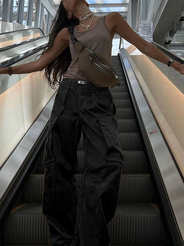 Street Fashion Plain Baggy Cargo Pants -- YKIIY  CLOTHING