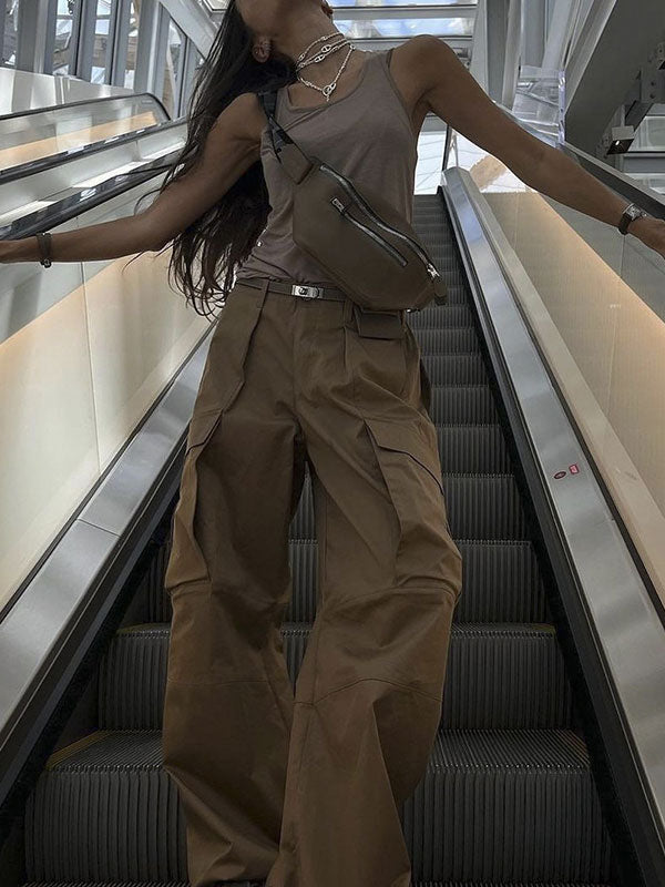Street Fashion Plain Baggy Cargo Pants -- YKIIY  CLOTHING