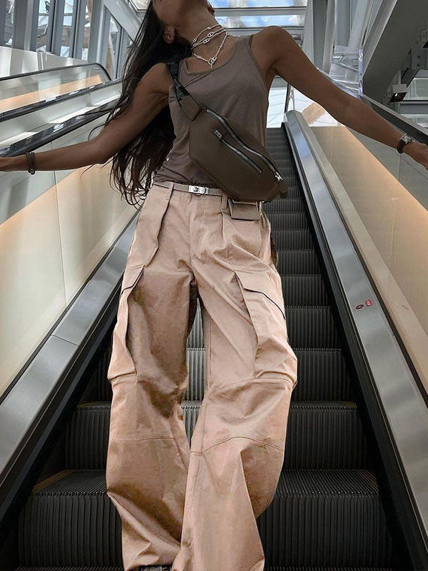 Street Fashion Plain Baggy Cargo Pants -- YKIIY  CLOTHING