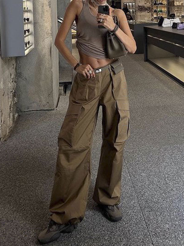 Street Fashion Plain Baggy Cargo Pants -- YKIIY  CLOTHING