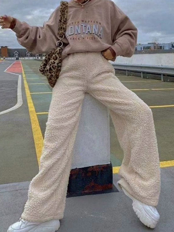 Street Plain Flared Elastic Waist Pants -- YKIIY  CLOTHING