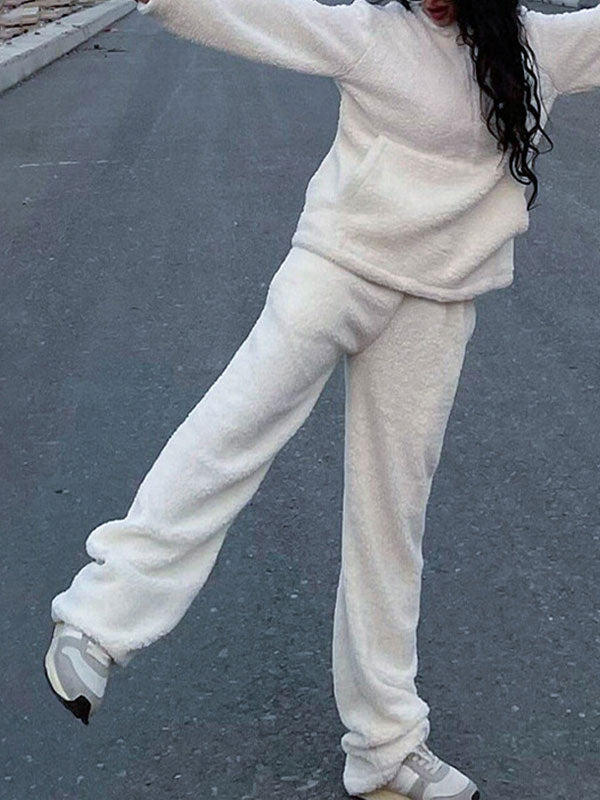 Street Plain Flared Elastic Waist Pants -- YKIIY  CLOTHING
