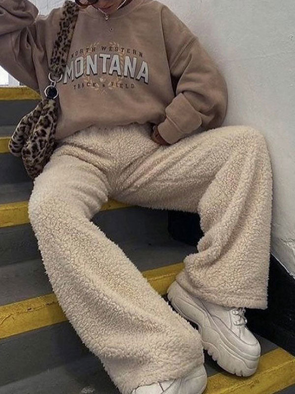 Street Plain Flared Elastic Waist Pants -- YKIIY  CLOTHING