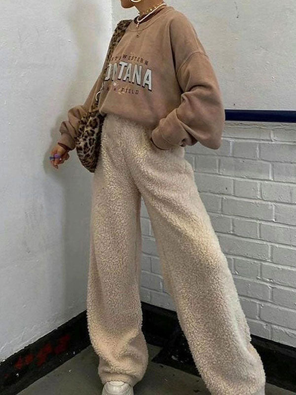 Street Plain Flared Elastic Waist Pants -- YKIIY  CLOTHING