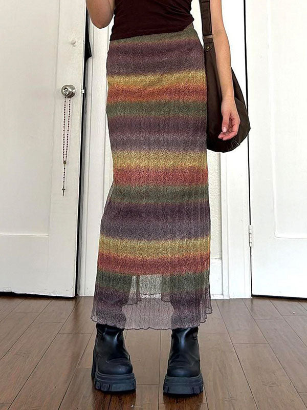Street Striped Color Block Maxi Dress -- YKIIY  CLOTHING