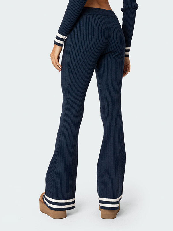 Striped Contrast Trim Two Piece Set -- YKIIY  CLOTHING