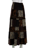 Totem Printed Vintage Velvet Midi Skirt -- YKIIY  CLOTHING