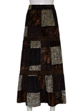 Totem Printed Vintage Velvet Midi Skirt -- YKIIY  CLOTHING