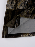 Totem Printed Vintage Velvet Midi Skirt -- YKIIY  CLOTHING